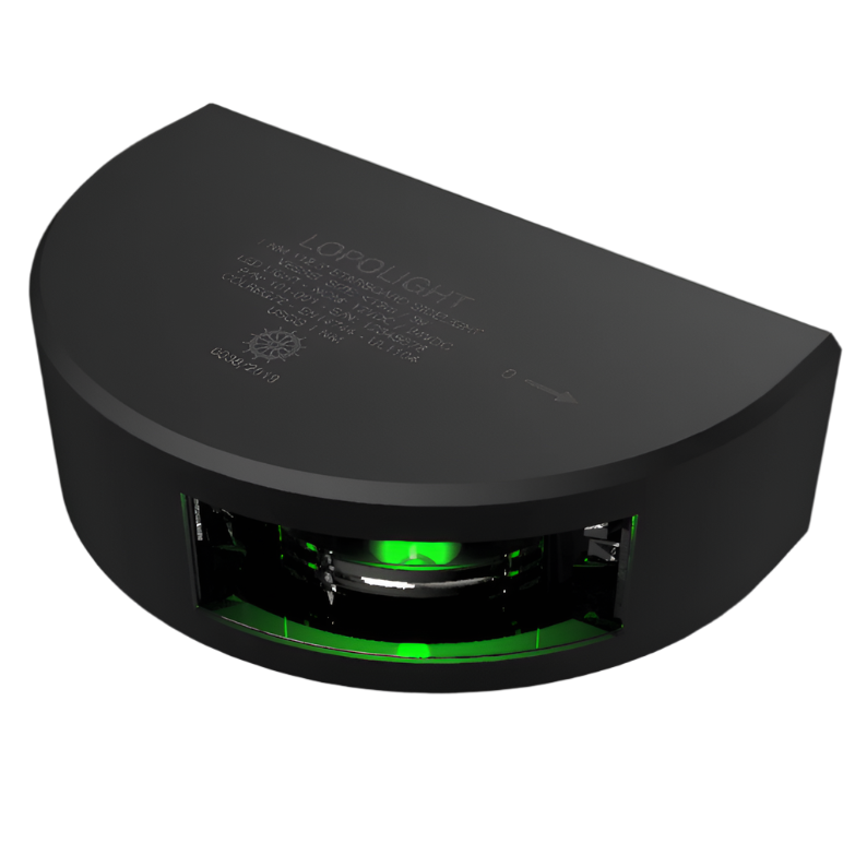 NAV LIGHT 1NM, 112.5° GREEN STB., VM, BLACK, 2.5M CABLE