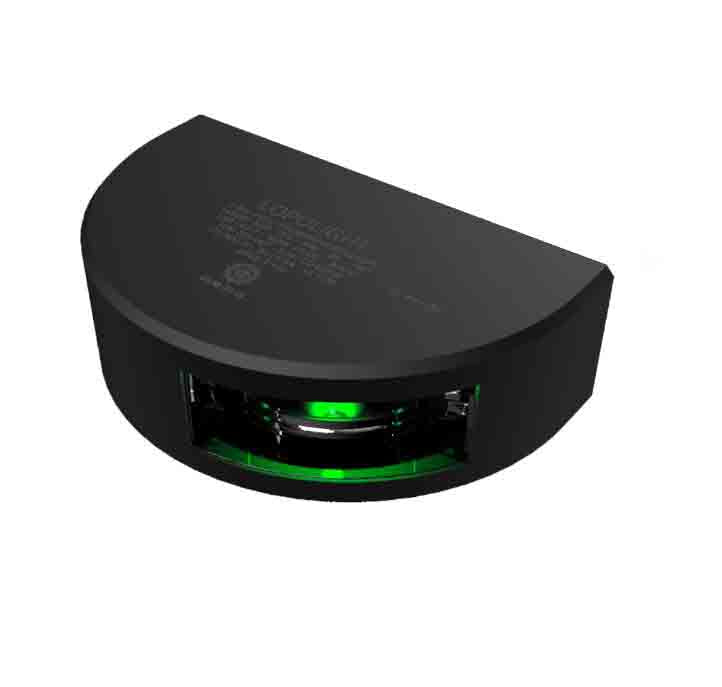NAV LIGHT 3NM, 112.5° GREEN STB, VM, 2.5M CABLE, BLACK