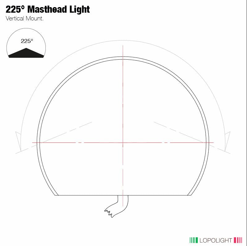 NAV LIGHT 5NM, 225° MASTHEAD, VM, 0.7M CABLE, BLACK