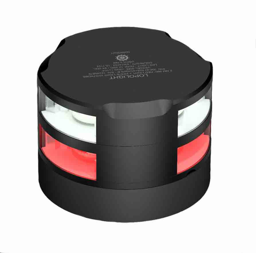 NAV LIGHT 2NM, 360° RED + 2NM 360° WHITE, BLACK