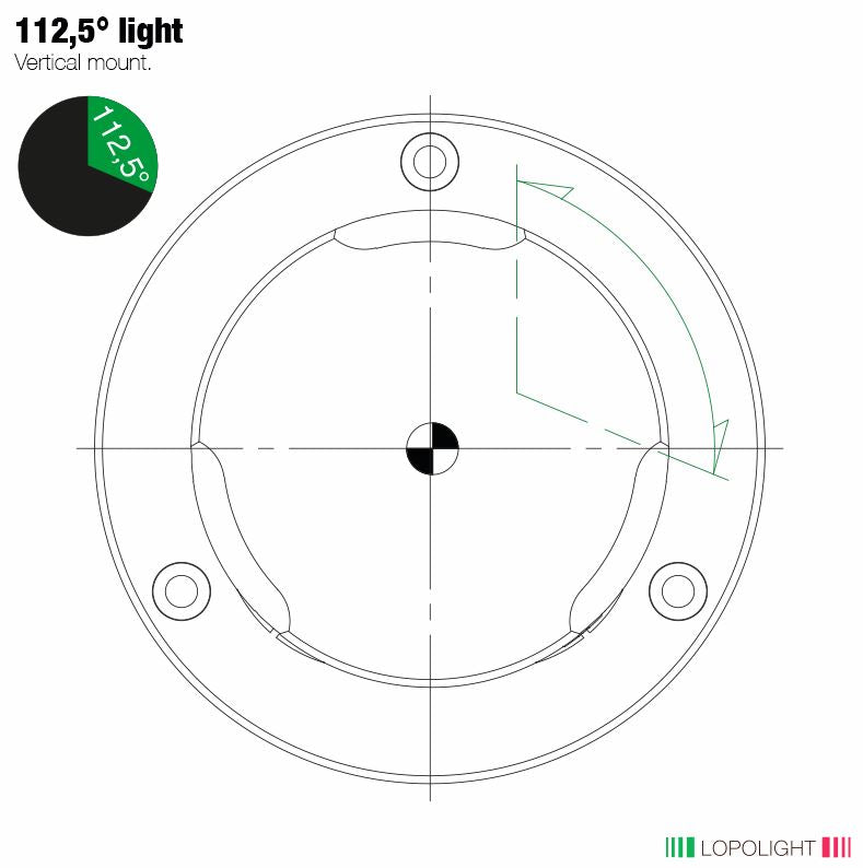 NAV LIGHT 2NM, 112,5° GREEN STARBOARD, DOUBLE, BLACK