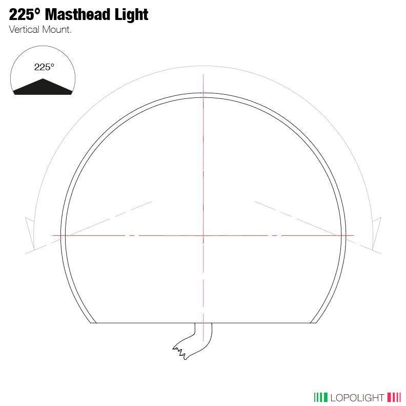 NAV LIGHT 2NM, 225° WHITE, MASTHEAD, 0.7 M CABLE, BLACK