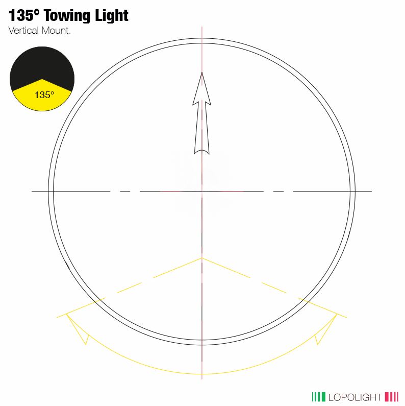 NAV LIGHT 2NM, 135° YELLOW TOWING, 2.5 M CABLE, BLACK