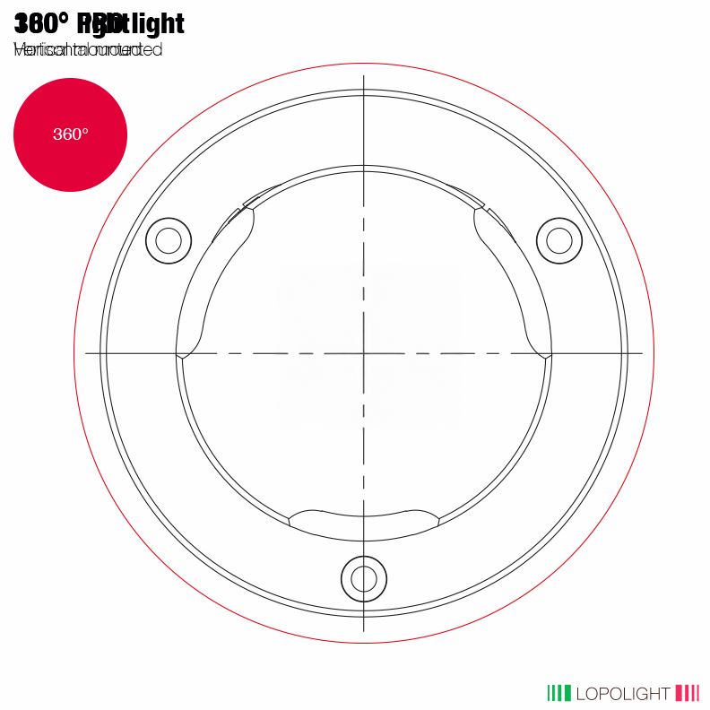 NAV LIGHT 2NM, 360° RED, BLACK ANODIZED