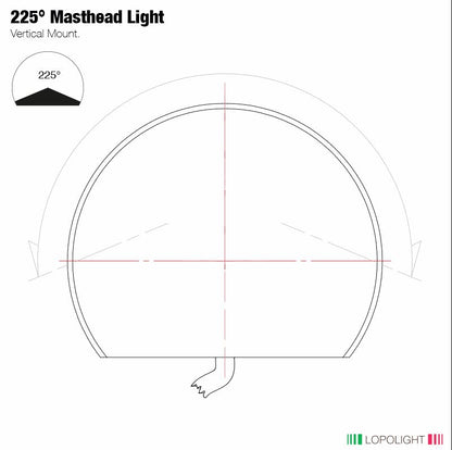 NAV LIGHT 5NM, 225° MASTHEAD, VM, 0.7M CABLE, BLACK