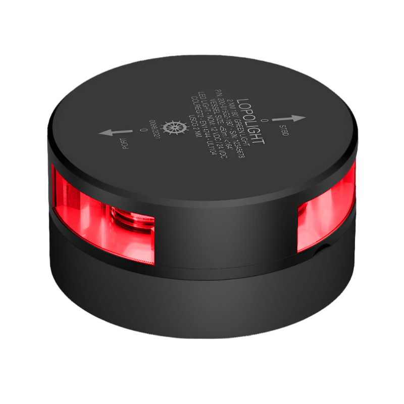 NAV LIGHT 2NM, 360° RED, HM, 0.7M CABLE, BLACK