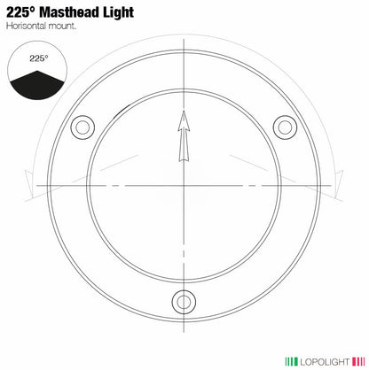 NAV LIGHT 3NM, 225° WHITE MASTHEAD, DOUBLE, HM, BLACK