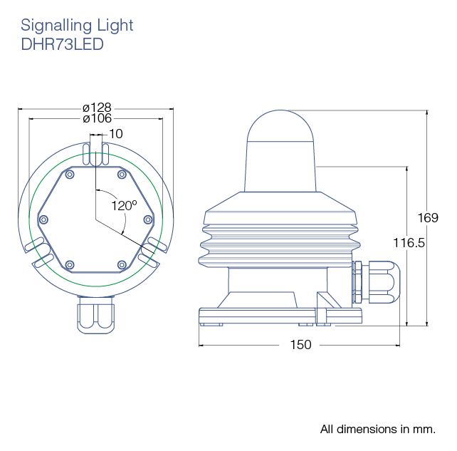 DHR73 LED SIGNAL-/-FLASH LIGHT, YELLOW