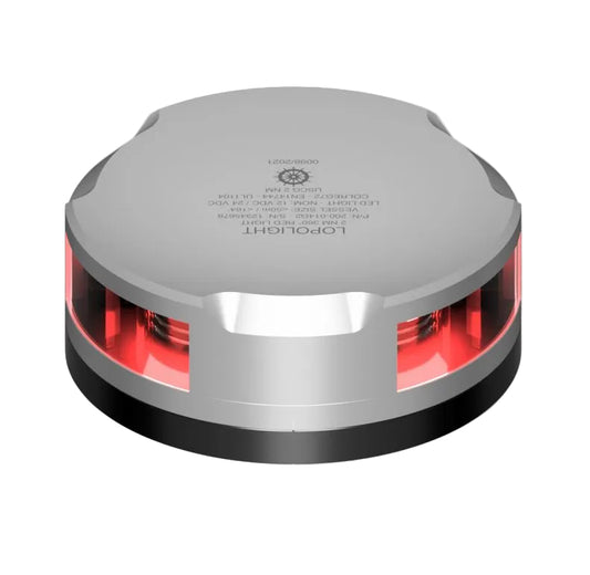 NAV LIGHT 2NM, 360° RED, SILVER W/FB BASE