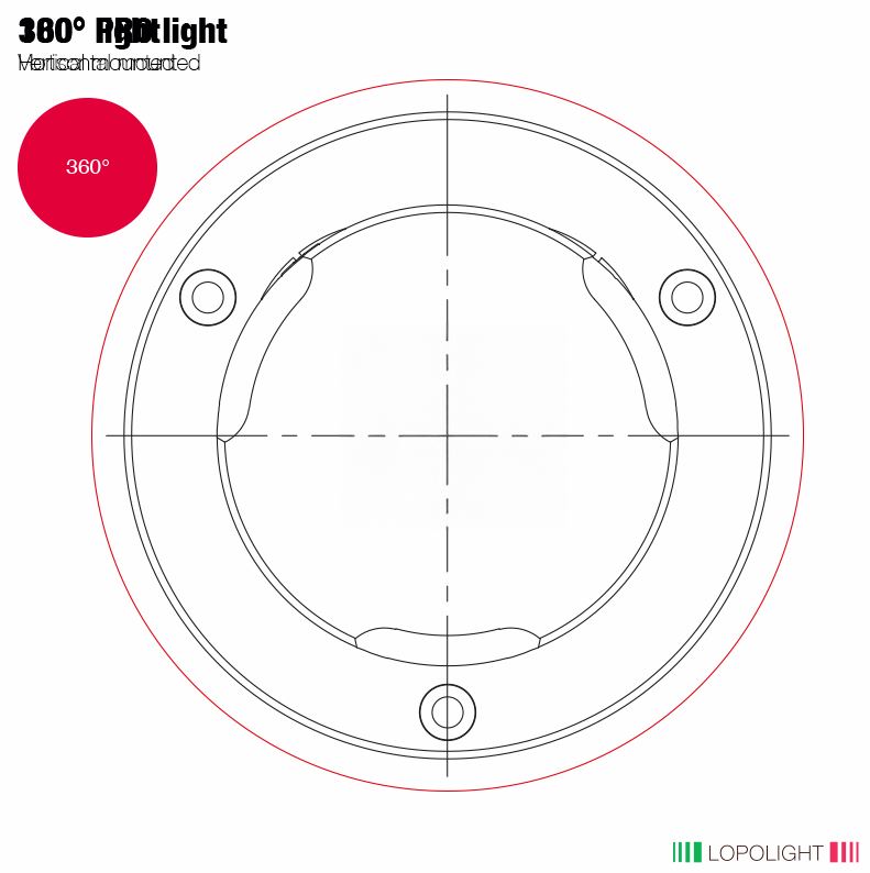 NAV LIGHT 3NM, 360° RED, HM, BLACK