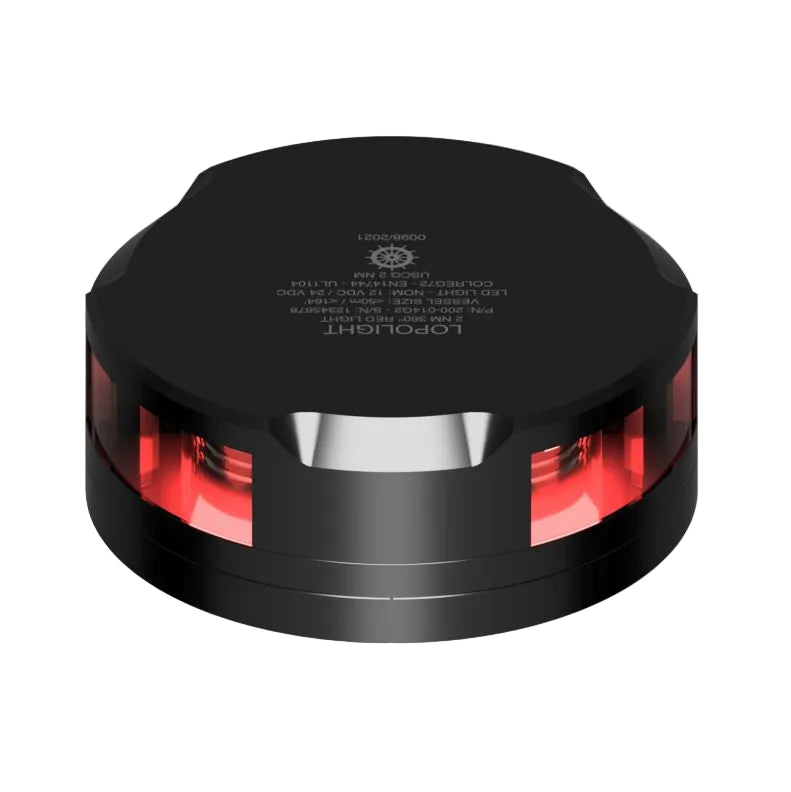 NAV LIGHT 2NM, 360° RED, BLACK W/FB BASE