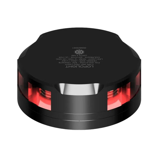 NAV LIGHT 2NM, 360° RED, BLACK W/FB BASE