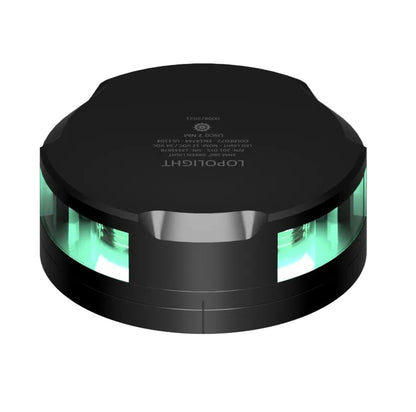 NAV LIGHT 2NM, 360° GREEN, BLACK W/FB BASE