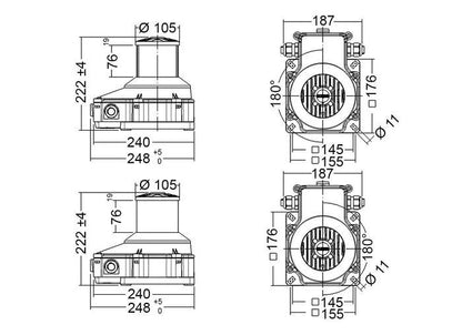 75D LED A/R RED (2x180°) STB+PORT 115-230VAC