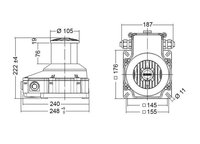 75D LED A/R RED 360° 115-230VAC
